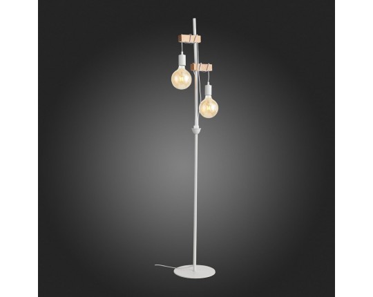 SL1142.505.01 Светильник напольный Белый, Светлое дерево E27 2*60W