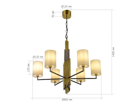 SL1638.303.06 Светильник подвесной ST-Luce Латунь/Серый E14 6*42W