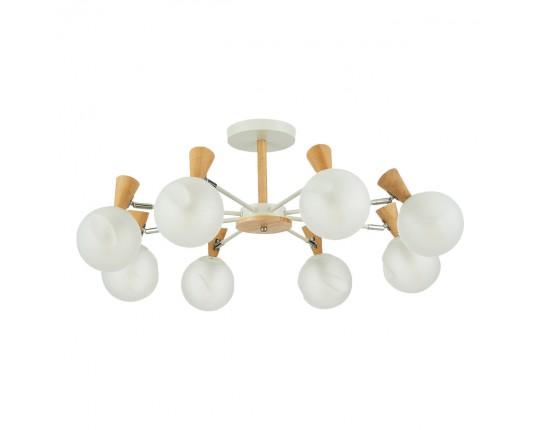 SLE220702-08 Светильник потолочный Белый, Светлое дерево/Белый E14 8*40W