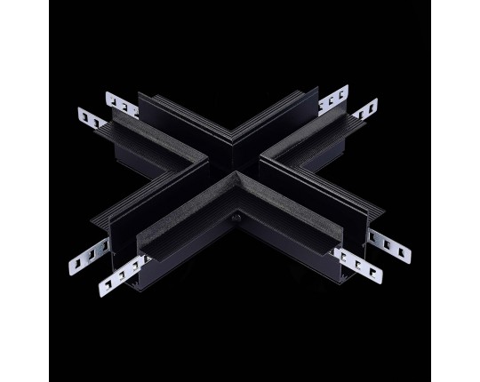 ST007.400.12 Коннектор X-оБразный для встраиваемого магнитного шинопровода под ГКЛ 12мм ST-Luce Черн