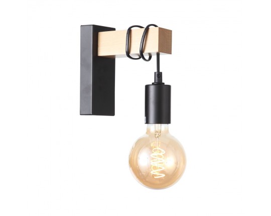 SL1142.401.01 Светильник настенный Черный, Светлое дерево E27 1*60W