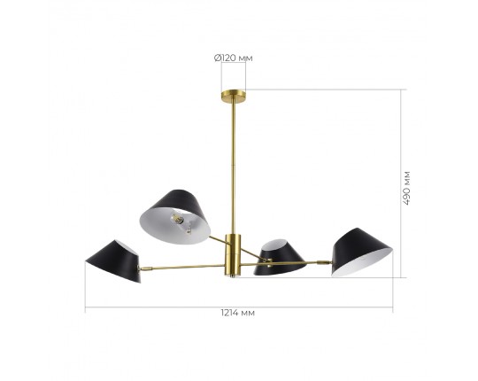 SLE1253-343-04 Светильник подвесной Латунь/Черный, Белый E14 4*60W