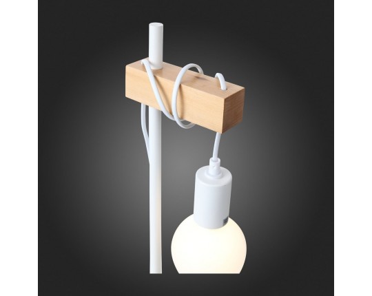 SL1142.504.01 Прикроватная лампа Белый, Светлое дерево E27 1*60W