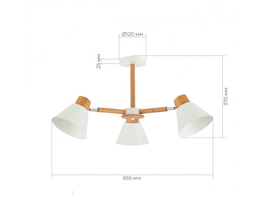 SLE103702-03 Светильник потолочный Светлое дерево, Белый/Белый E27 3*60W