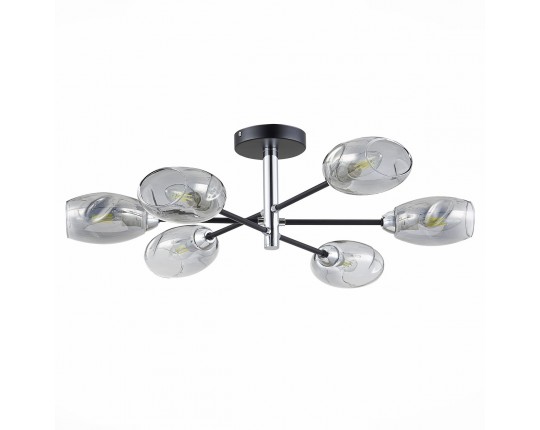 SLE155512-06 Светильник потолочный Черный, Хром/Дымчатый E14 6*40W