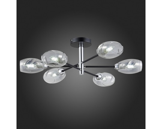 SLE155512-06 Светильник потолочный Черный, Хром/Дымчатый E14 6*40W