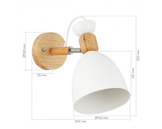 SLE103801-01 Светильник настенный Светлое дерево, Белый/Белый E27 1*60W