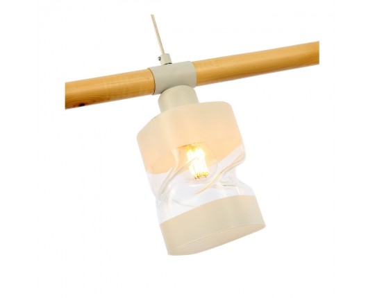 SLE114503-03 Светильник подвесной Белый, Светлое дерево/Белый, Прозрачный E27 3*60W