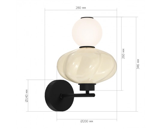 SL6134.411.01 Светильник настенный ST-Luce черный/желтый, опаловый LED 1*8W 3000K
