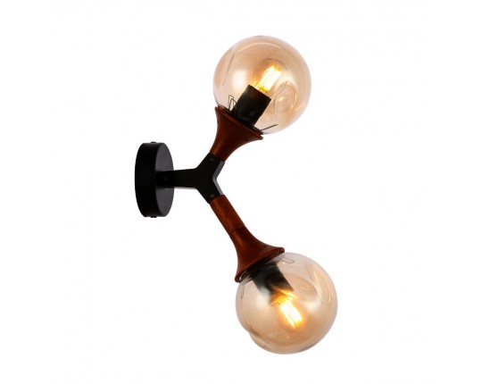 SLE109401-01 Светильник настенный Черный, Темное дерево/Прозрачный, Янтарный E27 2*60W