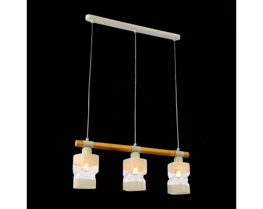 SLE114503-03 Светильник подвесной Белый, Светлое дерево/Белый, Прозрачный E27 3*60W