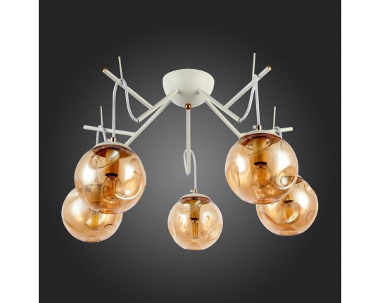 SLE110202-05 Светильник потолочный Белый/Янтарный E14 5*40W