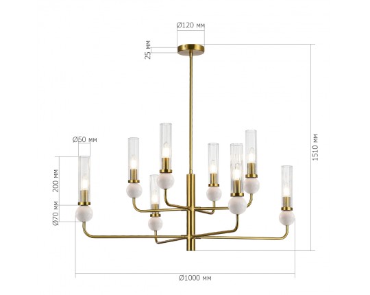 SL1244.303.08 Светильник подвесной ST-Luce латунь/прозрачный E14 8*40W