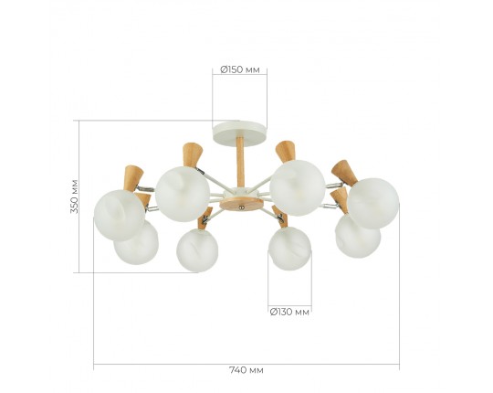 SLE220702-08 Светильник потолочный Белый, Светлое дерево/Белый E14 8*40W