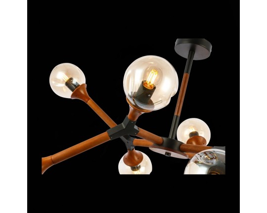 SLE109402-08 Светильник потолочный Черный, Темное дерево/Прозрачный, Янтарный E27 8*60W