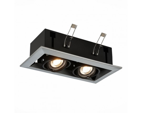 ST250.148.02 Св-к встр. Черный GU10 2*50W  L245xW126xH70 220V Без ламп