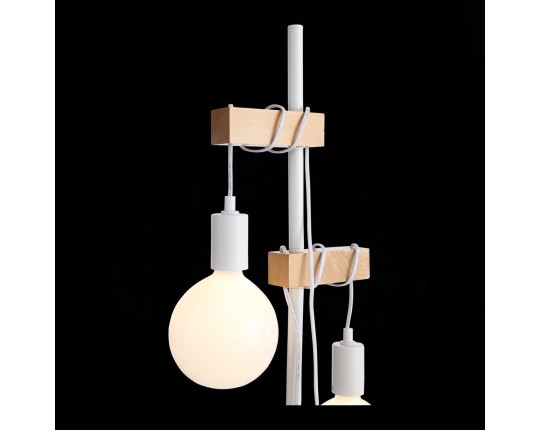 SL1142.505.01 Светильник напольный Белый, Светлое дерево E27 2*60W