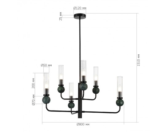 SL1244.403.06 Светильник подвесной ST-Luce черный/прозрачный E14 6*40W