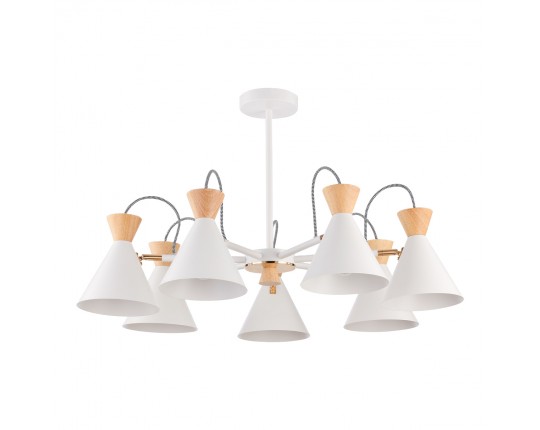 SLE125102-07 Светильник потолочный Белый, Золотистый/Белый, Светлое дерево E14 7*40W