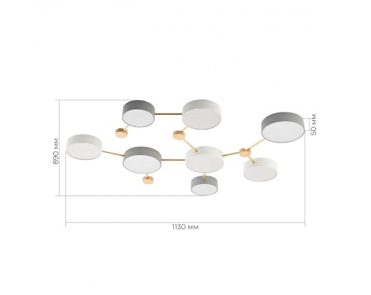SLE600102-08 Светильник потолочный Золотистый, Светлое дерево/Белый, Серый LED 8*16,5W 4000K