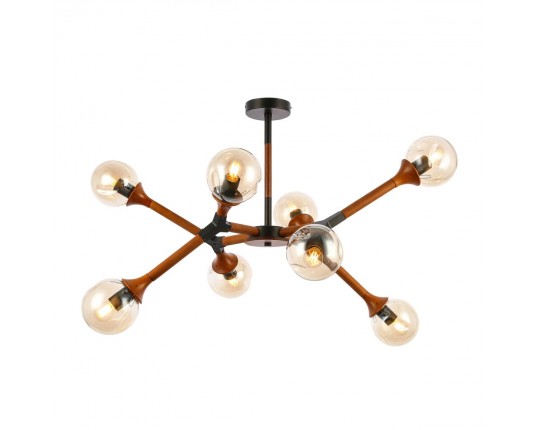 SLE109402-08 Светильник потолочный Черный, Темное дерево/Прозрачный, Янтарный E27 8*60W