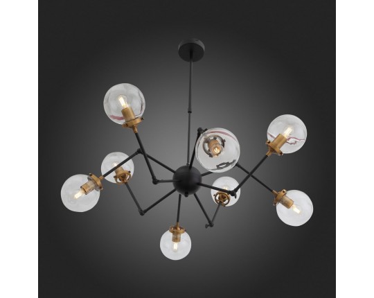 SL234.402.08 Люстра потолочная ST-Luce Черный, Золото/Прозрачный E27 8*40W (из 2-х коробок)