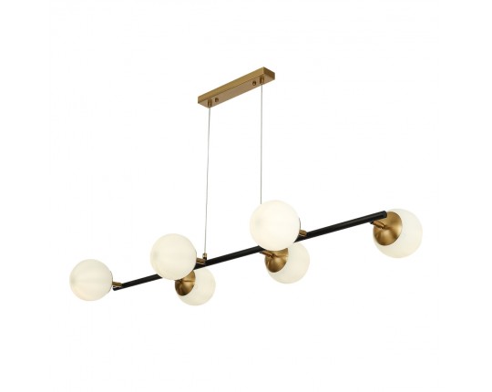 SLE220403-06 Светильник подвесной Черный, Латунь/Белый E27 6*60W