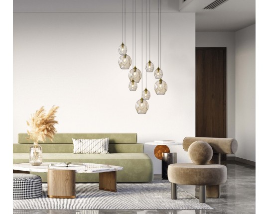 SL1188.303.16 Люстра подвесная ST-Luce Латунь/Коньячный E14/E27 12+4*40W