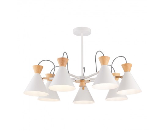 SLE125102-07 Светильник потолочный Белый, Золотистый/Белый, Светлое дерево E14 7*40W