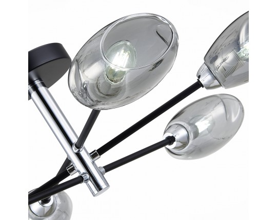 SLE155512-06 Светильник потолочный Черный, Хром/Дымчатый E14 6*40W