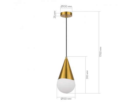 SLE1197-203-01 Светильник подвесной Золотистый/Белый E27 1*40W
