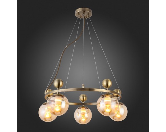 SLE106303-05 Светильник подвесной Бронзовый/Прозрачный, Янтарный E27 5*60W