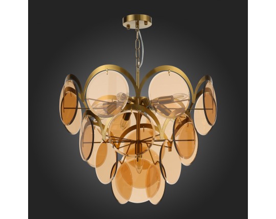 SL1161.333.09 Люстра подвесная ST-Luce Латунь/Янтарный E14 9*60W
