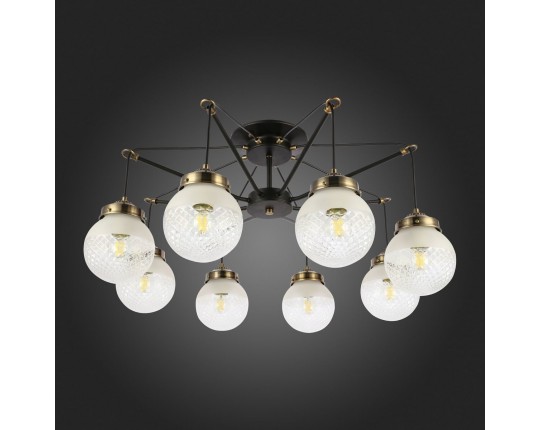 SLE110302-08 Светильник потолочный Черный, Бронза/Прозрачный, Белый E27 8*60W