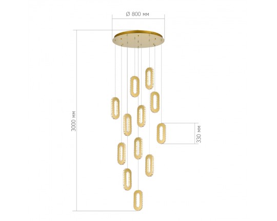 SL6506.203.12 Светильник подвесной ST-Luce Золотистый/Золотистый, Прозрачный LED 12*9W 3000K