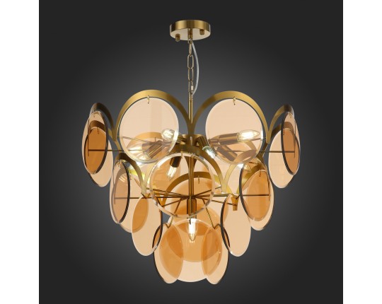 SL1161.333.09 Люстра подвесная ST-Luce Латунь/Янтарный E14 9*60W