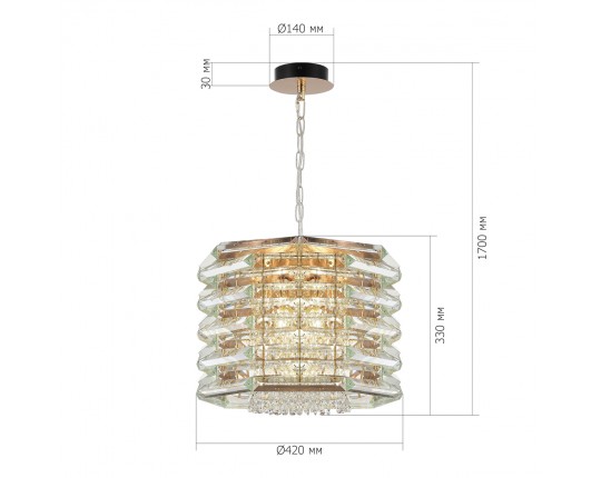 SL6137.203.08 Светильник подвесной ST-Luce медь/прозрачный E14 8*40W