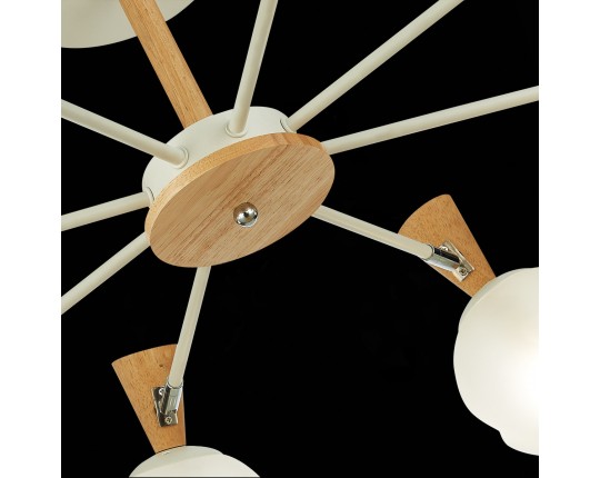 SLE220702-08 Светильник потолочный Белый, Светлое дерево/Белый E14 8*40W