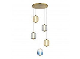 SL1193.303.05 Светильник подвесной ST-Luce Латунь/Янтарный,Дымчатый,Голубой LED 5*10W 3000K