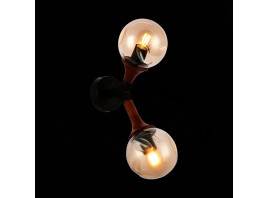 SLE109401-01 Светильник настенный Черный, Темное дерево/Прозрачный, Янтарный E27 2*60W