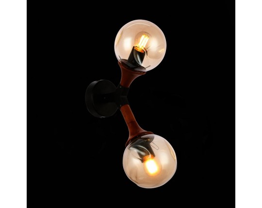 SLE109401-01 Светильник настенный Черный, Темное дерево/Прозрачный, Янтарный E27 2*60W