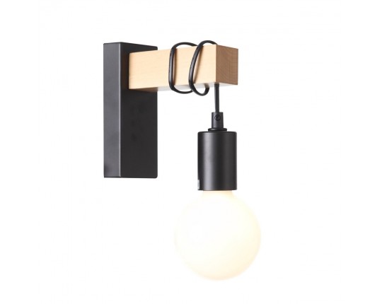 SL1142.401.01 Светильник настенный Черный, Светлое дерево E27 1*60W