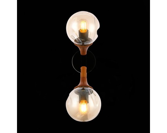 SLE109401-01 Светильник настенный Черный, Темное дерево/Прозрачный, Янтарный E27 2*60W