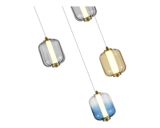 SL1193.303.05 Светильник подвесной ST-Luce Латунь/Янтарный,Дымчатый,Голубой LED 5*10W 3000K