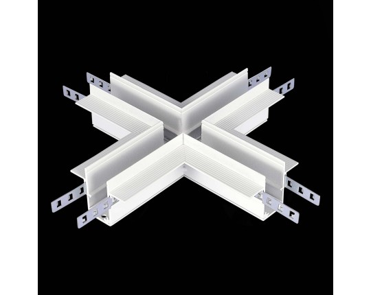 ST007.500.12 Коннектор X-оБразный для встраиваемого магнитного шинопровода под ГКЛ 12мм ST-Luce Белы
