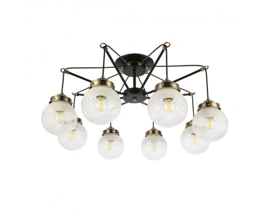 SLE110302-08 Светильник потолочный Черный, Бронза/Прозрачный, Белый E27 8*60W