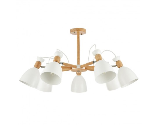 SLE103802-07 Светильник потолочный Светлое дерево, Белый/Белый E27 7*60W