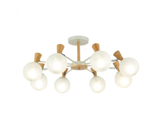 SLE220702-08 Светильник потолочный Белый, Светлое дерево/Белый E14 8*40W