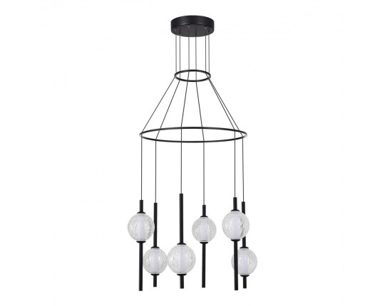 SL6120.403.06 Светильник подвесной ST-Luce Черный/Прозрачное кракелированное стекло LED 6*8,5W 3000K