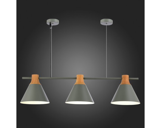 SLE125113-03 Светильник подвесной Серый/Серый, Светлое дерево E27 3*60W